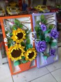 Quadro Girassol  e rosa  3D